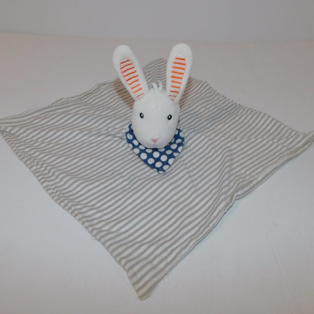 IKEA LEKA Bunny Rabbit Security Blanket White Gray Striped Baby Lovey nunu